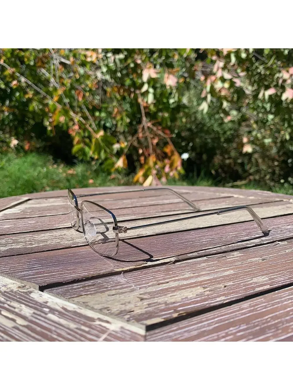 Vintage 2000s style unique Slim Silver Trim Clear Lenses Glasses. Glasses are